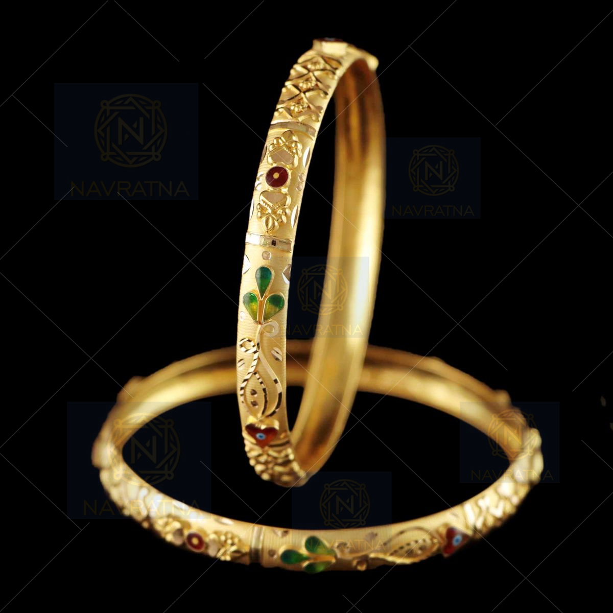 Half round hot sale gold bangles