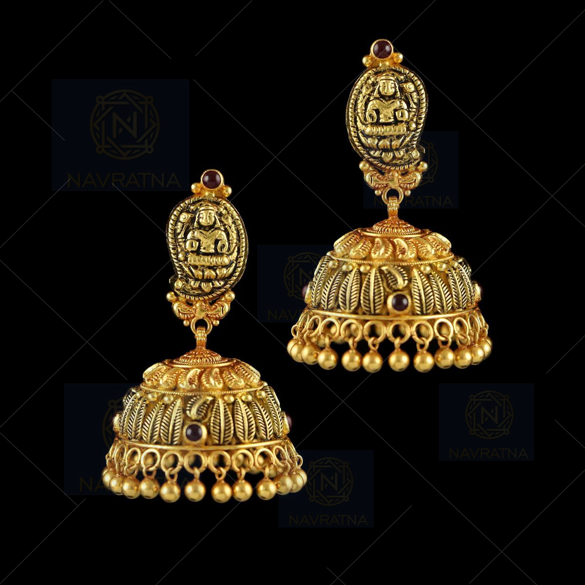 Antique Gold Earrings - South India Jewels