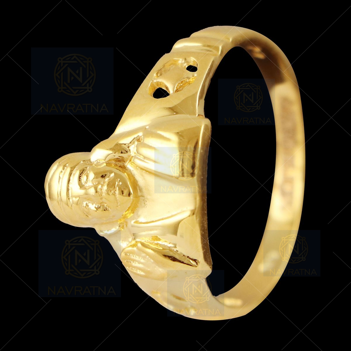22K Gold 'Sai Baba' Ring with Cz For Men - 235-GR6594 in 6.800 Grams