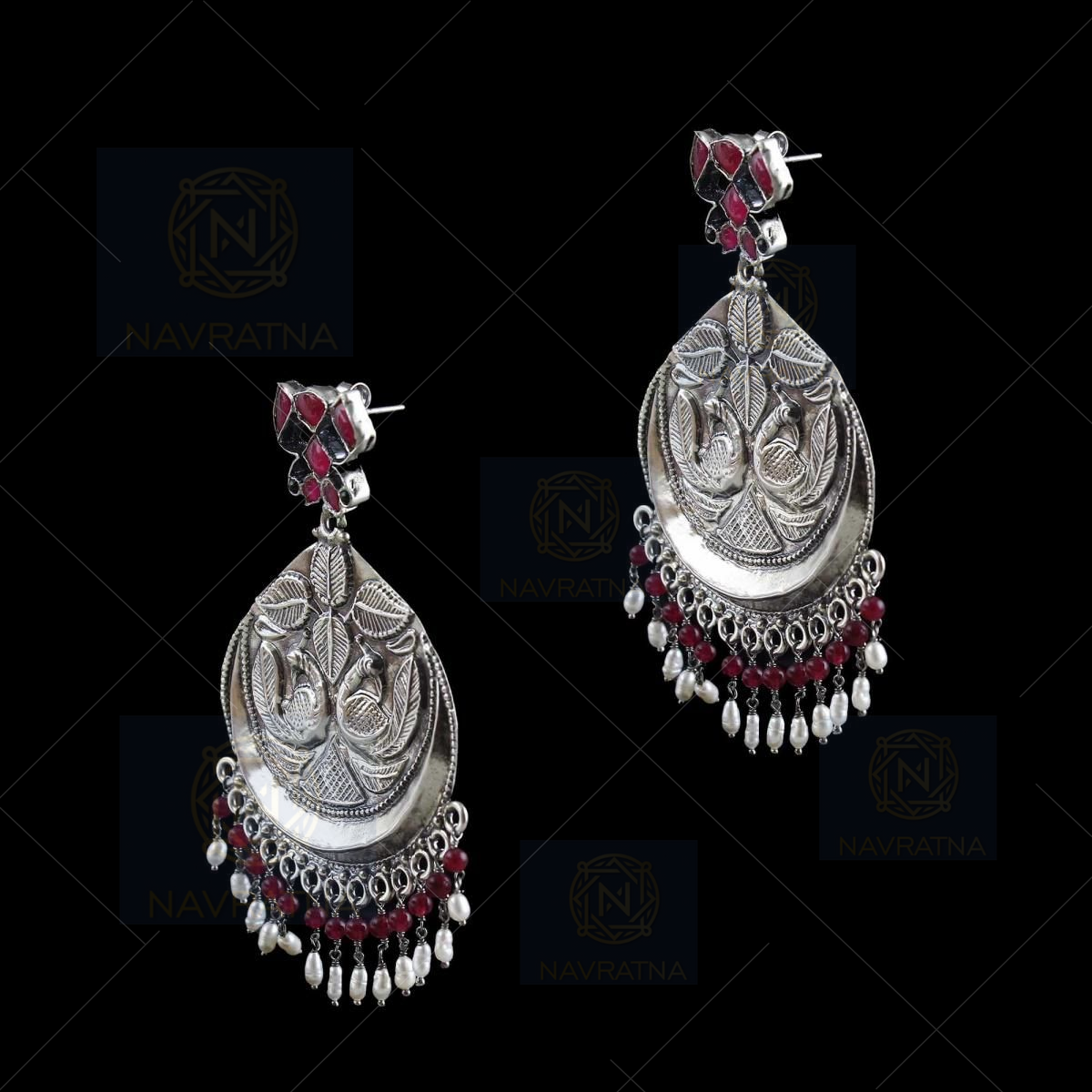 Amazon.com: Oxidized Silver Tone Chandbali Earring - Handmade Multicolor  Bead Indian Jhumka Dangle Fashion Earring : Handmade Products